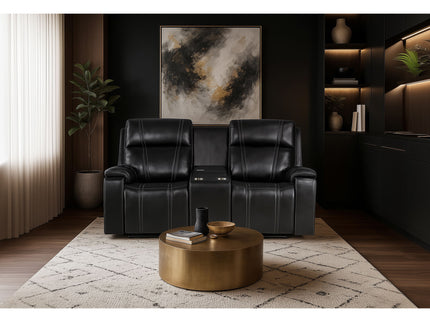Gary - Power Reclining Loveseat With Cooler In Center Console - Black