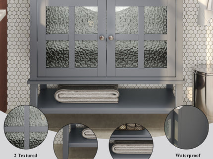 Bathroom Vanity With Ceramic Sink, Adjustable & Open Shelf