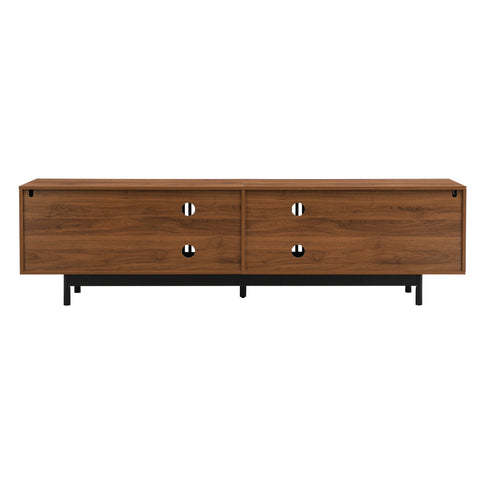 TV Stand, Media Console With Soft Closing Hinges, Adjustable Shelves, Slatted Doors - Walnut