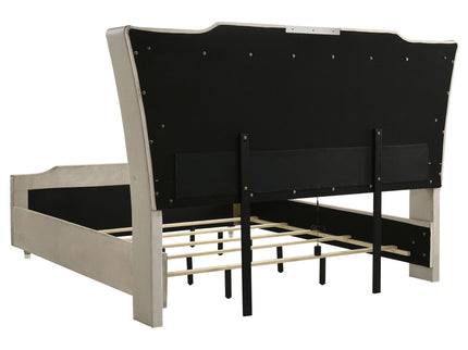 Mika - LED Upholstered Bed With Tufted Wingback Headboard And Ambient Lighting