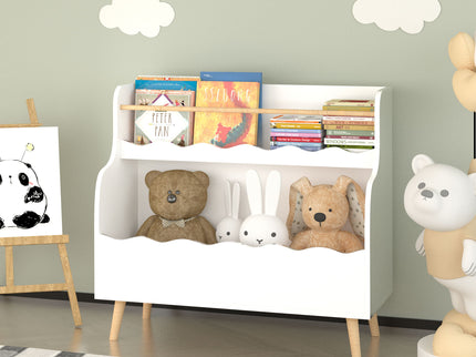Kids Bookcase, Children Book Organizer Toy Storage Cabinet - White