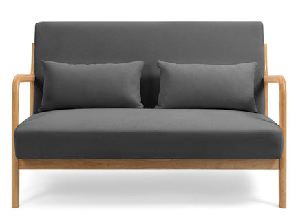 Leisure Chair With Solid Wood Armrest And Feet, Mid-Century Modern Accent Sofa, 2 Seat