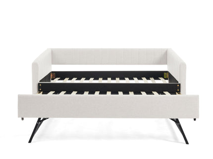 Upholstered Daybed With Trundle With Vertical Stripes