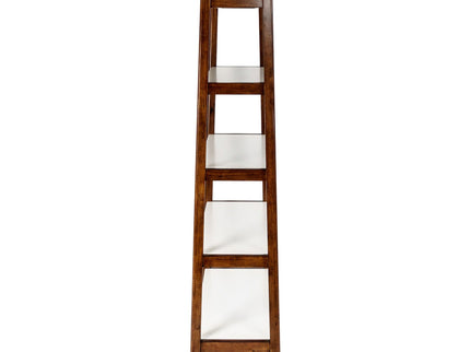 Mid - Century Design 5 Shelf Bookcase - Off White / Pecan