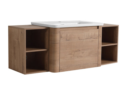 Wall Mounted Bathroom Vanity With Sink, Storage Shelves & Soft Close Door