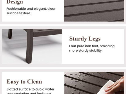 Square 2 Tier All-Weather Outdoor Side Table With Slatted Top