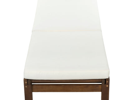 Adjustable Outdoor Patio Lounge Chair Chaise Lounge - Beige / Walnut