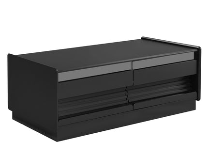 Modern Rectangle Coffee Table With 4 Drawers And 2 Display Shelves