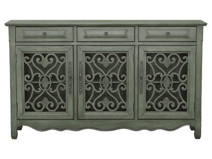 Naomi - 3 Drawer Scrollwork Accent Cabinet - Green