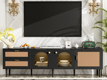 TV Stand With App-Controlled LED Lights, 2 Drawers & Door Storage