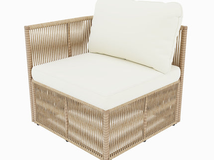 Outdoor Modular Conversation Sofa With Cushions And Coffee Table - Beige