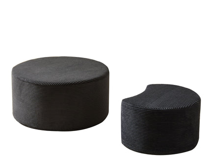 Modern Upholstered Round Coffee Table For Living Room (Set of 2)