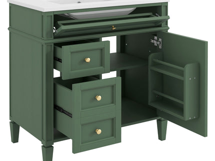 Bathroom Vanity With Top Sink, Storage Cabinet With 2 Drawers, Tip Out Drawer