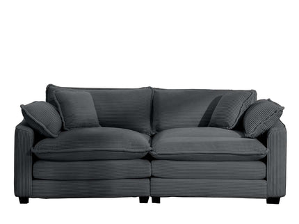 Modern 2 Seater With 4 Pillows, Upholstered Deep Seating Loveseat