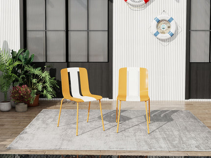 Modern Striped Blocking Single Chairs, Waterproof And Fade Resistant (Set of 4)