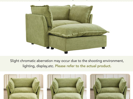 Modern Cozy Upholstered Armchair Sofa With Movable Ottoman