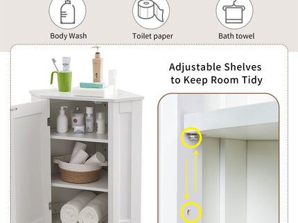 Bathroom Cabinet Triangle Corner Storage Cabinet With Adjustable Shelf Modern Style