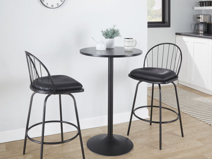 Riley - Claire Farmhouse Fixed Height Counter Stool With Swivel With Round Footrest (Set of 2)