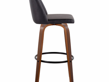 Toriano - Mid Century Modern Fixed Height Barstool Swivel And Round Footrest (Set of 2)