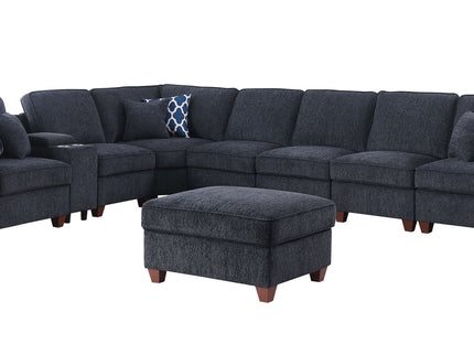 Lily - Sectional Sofa With Ottoman - Black