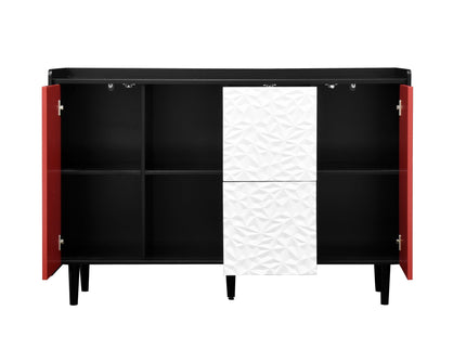 Modern Sideboard Buffet Cabinet With Doors And Unique Panel Styling