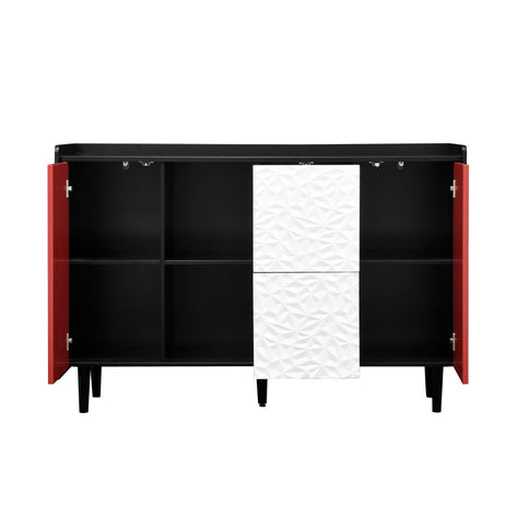 Modern Sideboard Buffet Cabinet With Doors And Unique Panel Styling