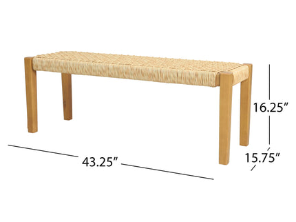 Angie - Bench Outdoor Seating Acacia Wood Faux Rattan - Teak