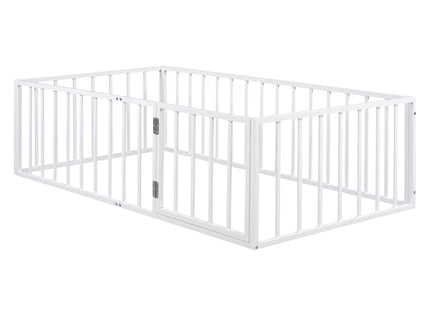 Metal Floor Bed Frame With Fence And Door