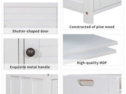 Storage Bench With 3 Shutter-Shaped Doors, Shoe Bench With Removable Cushion And Hidden Storage Space