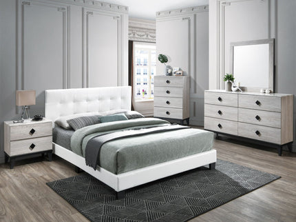Contemporary Style Bed, Rectangle Headboard