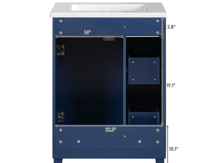 Transitional Style Bathroom Vanity Cabinet With Ceramic Sink