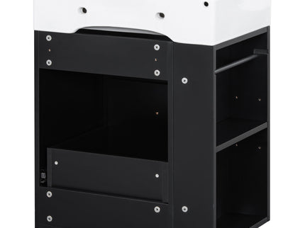 Modern Bathroom Vanity With Sink, Storage Cabinet, Drawer & Side Shelf