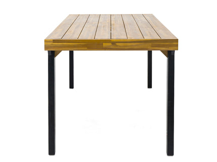 Acacia Wood Patio Dining Table, 69"L Rectangle Outdoor Table - Teak / Black
