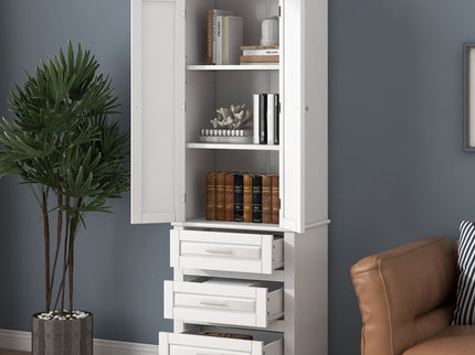 Tall Storage Cabinet With 3 Drawers For Bathroom