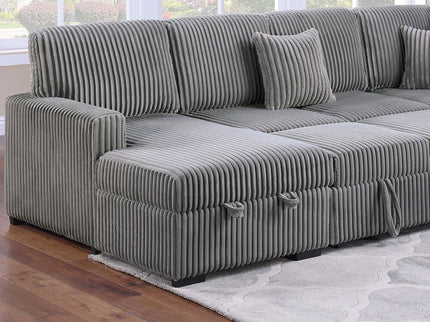 Convertible Sectional Upholstered Sleeper Sofa With Storage Chaise