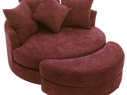 360° Swivel Accent Barrel Chair With Storage Ottoman & 4 Pillows, Modern Leisure Chair Round Accent For Living Room