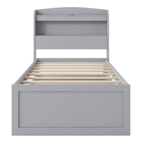 Platform Bed With LED Headboard, Charging Station, Trundle And 2 Drawers