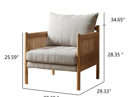Accent Armchair With Removable Cushions For Living Room - Matte Black / Natural / Sand