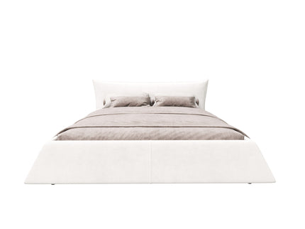 King Size Platform Bed With Special-Shaped Headboard - Cream
