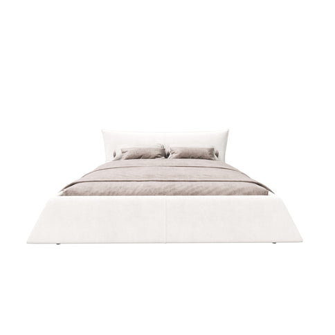 King Size Platform Bed With Special-Shaped Headboard - Cream