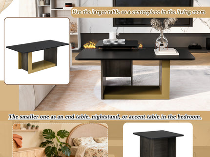 Small Square Coffee Table With End Table (Set of 2)