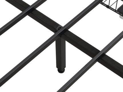 Contemporary Bed Frame With Storage Headboard, Charging Station, LED Lights