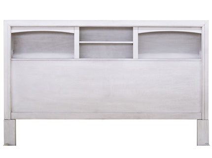 Transitional Bed With Smooth Gliding Drawers, Built In Lights, Open Headboard Shelves