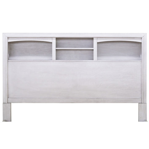 Transitional Bed With Smooth Gliding Drawers, Built In Lights, Open Headboard Shelves