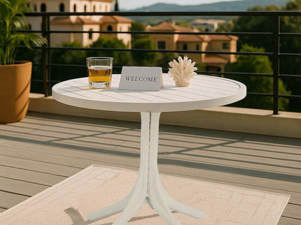 Modern Round Table, Waterproof, UV Resistant And Durable - White