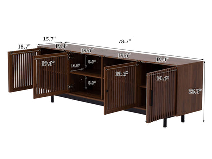 TV Stand For TVs, Entertainment Center With Closed Storage & Cable Management, Soft Closing Hinges - Walnut