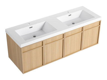 Wall-Mounted Bathroom Vanity With Resin Sink And Soft Closing Doors