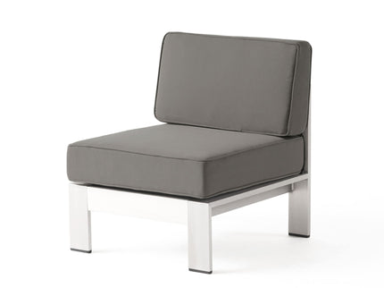 Outdoor Aluminum Armless Chair With Cushion - Silver