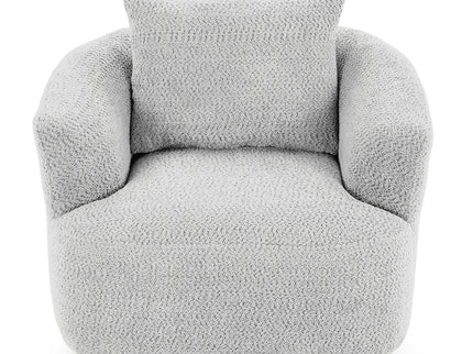 360° Swivel Barrel Sofa Chair With Throw Pillow, Upholstered Accent Chair
