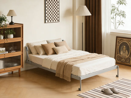 Queen Size Vertical Murphy Wall Cabinet Folding Bed With Automatic Legs - Gray